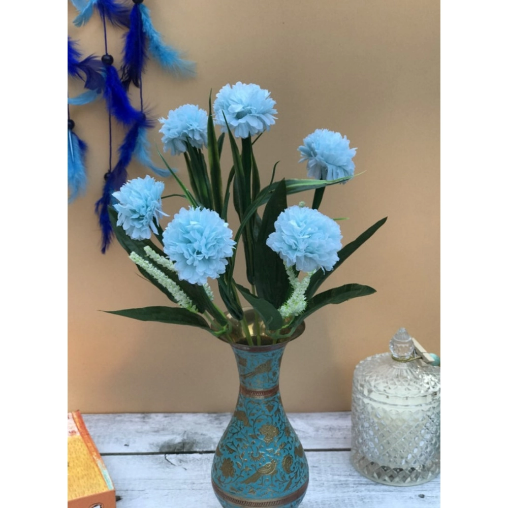 Generic Artificial Flowers Bunch Bouquet Of 6 Chrysanthemum Flowers For Home Decoration (Blue, Material:Silk, Polyester) - Image 3