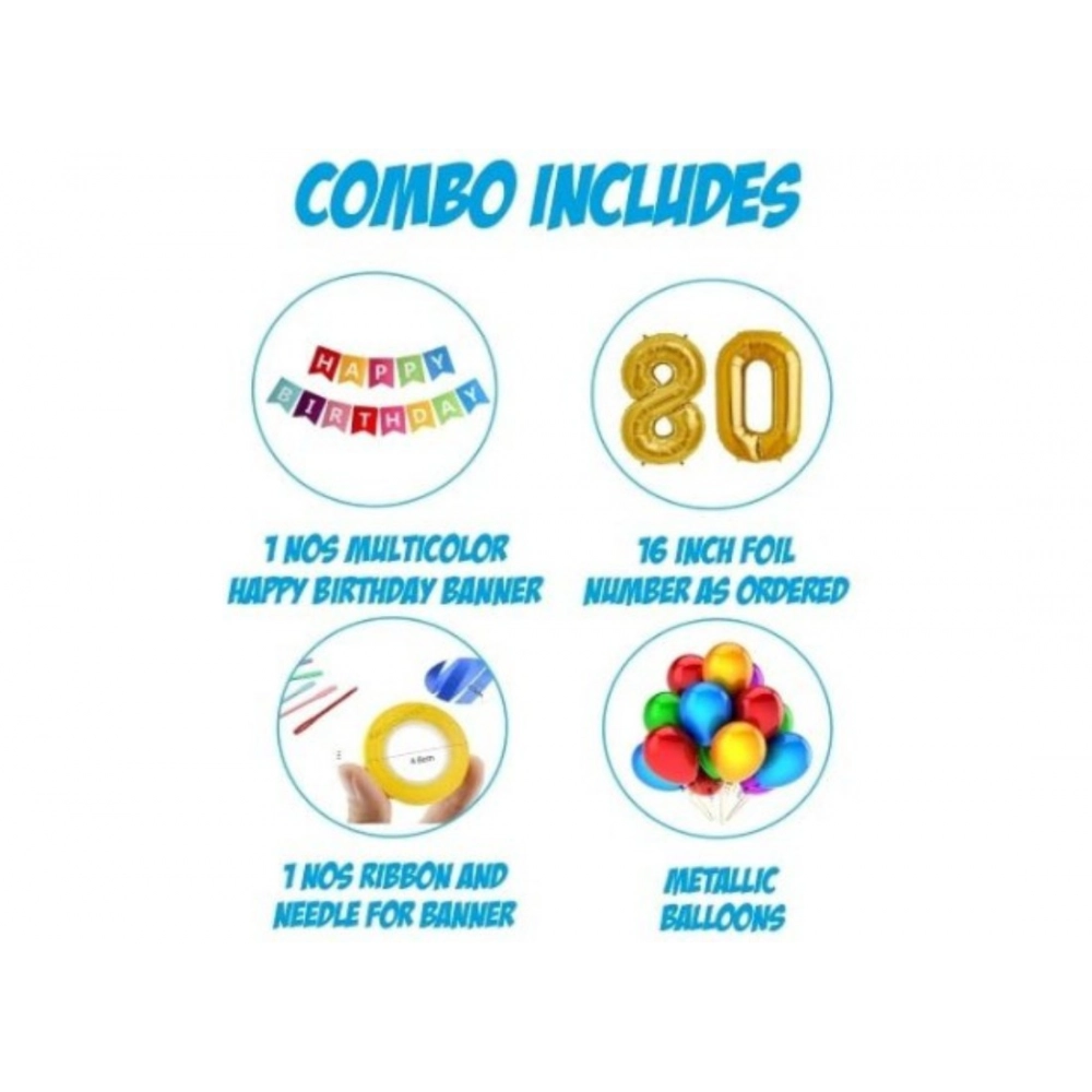Generic 24Th Happy Birthday Decoration Combo With Multi Color Banner (Golden) - Image 2