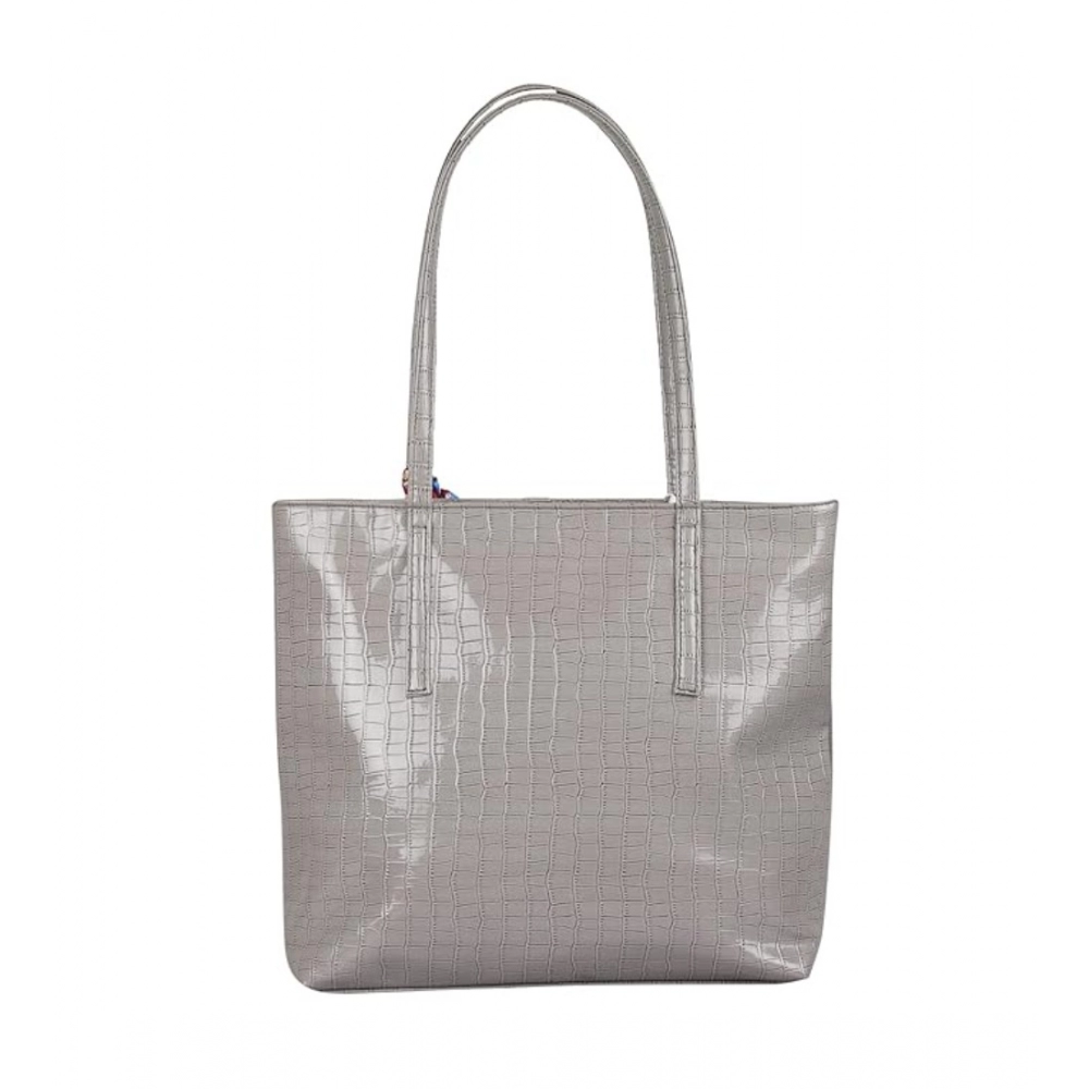 Generic Women's Polyurethane Textured, Croc Shoulder Bag (Grey) - Image 3