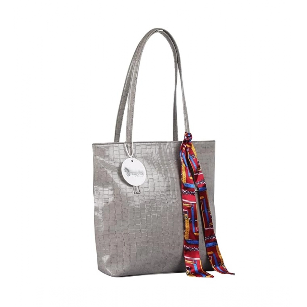 Generic Women's Polyurethane Textured, Croc Shoulder Bag (Grey) - Image 4