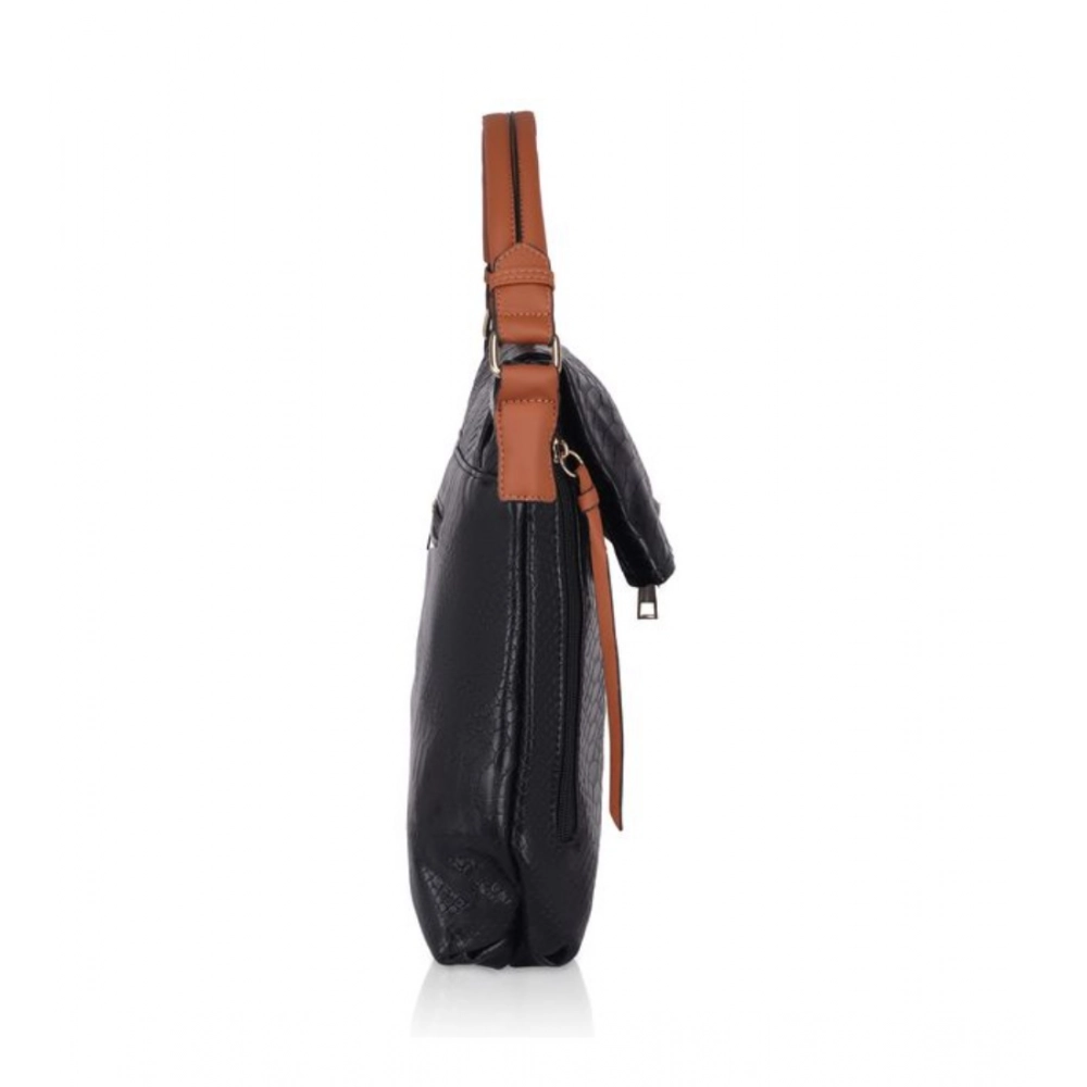 Generic Women's Faux Leather Textured Sling Bag (Black) - Image 5