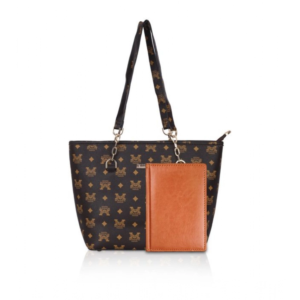 Generic Women's Faux Leather Printed Tote Bag (Brown) - Image 5