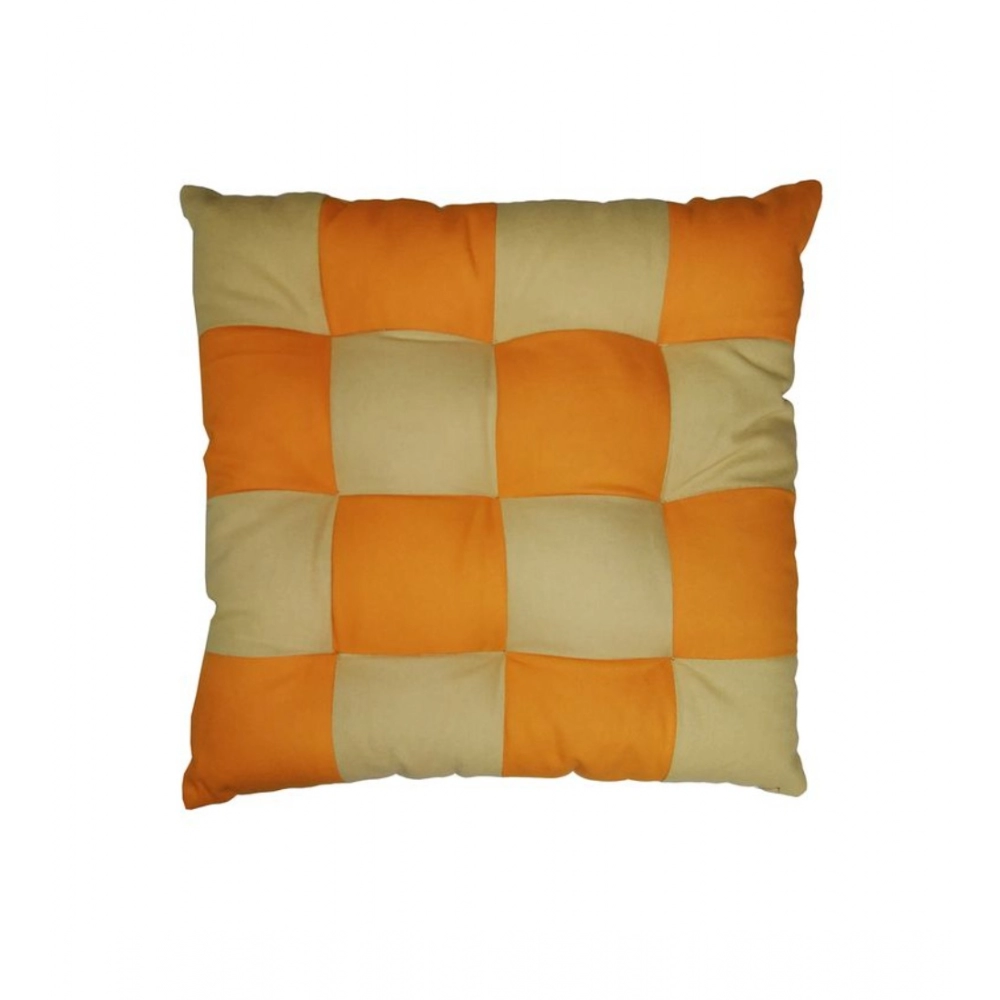 Generic Cotton Blended Solid Chair Cushions (Mustard & Beige, Size: 16x16 In) - Image 4