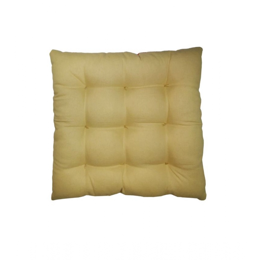 Generic Cotton Blended Solid Chair Cushions (Rama & Beige, Size: 16x16 In) - Image 3