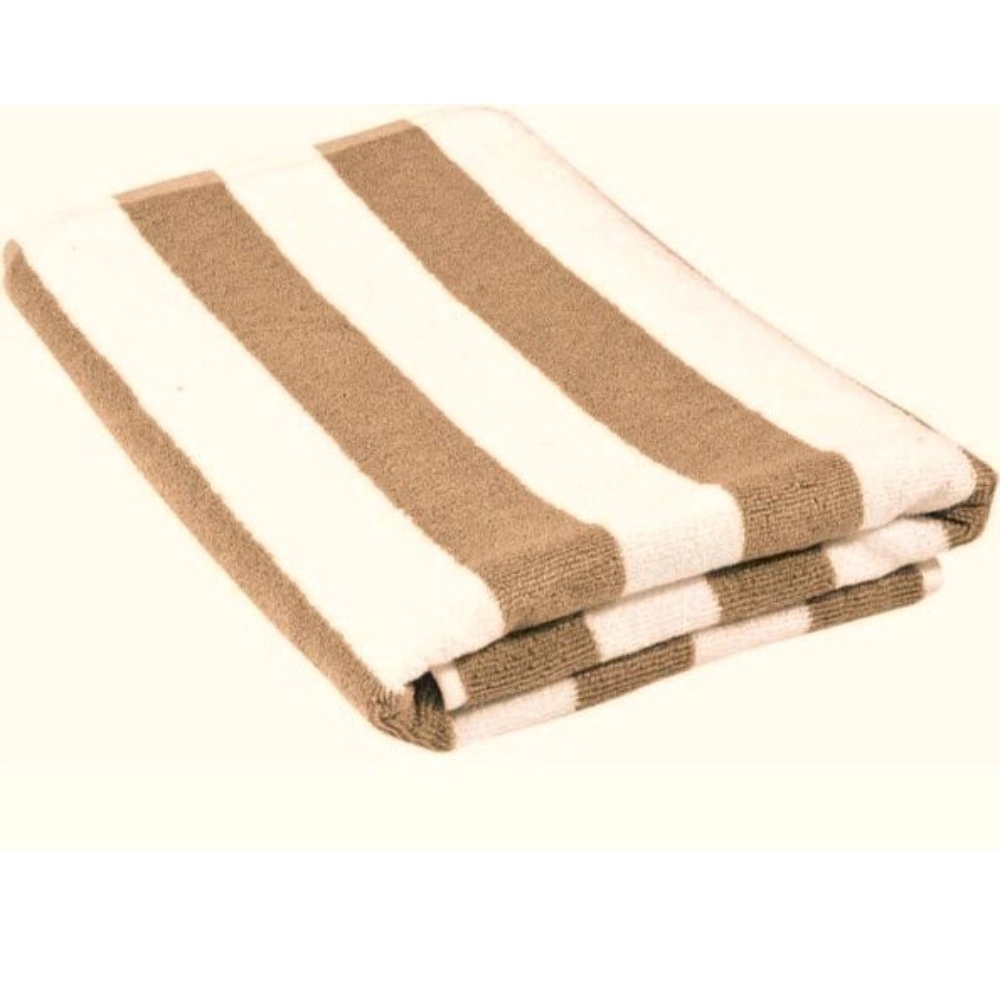 Generic Cotton Striped Bath Towels (Beige & White, Size: 36x71 In) - Image 3