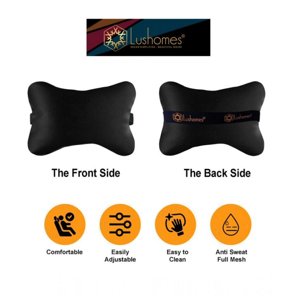 Generic Pack Of_6 Polyester Solid Car Pillow Sets (Black, Size: 12x12 In) - Image 2