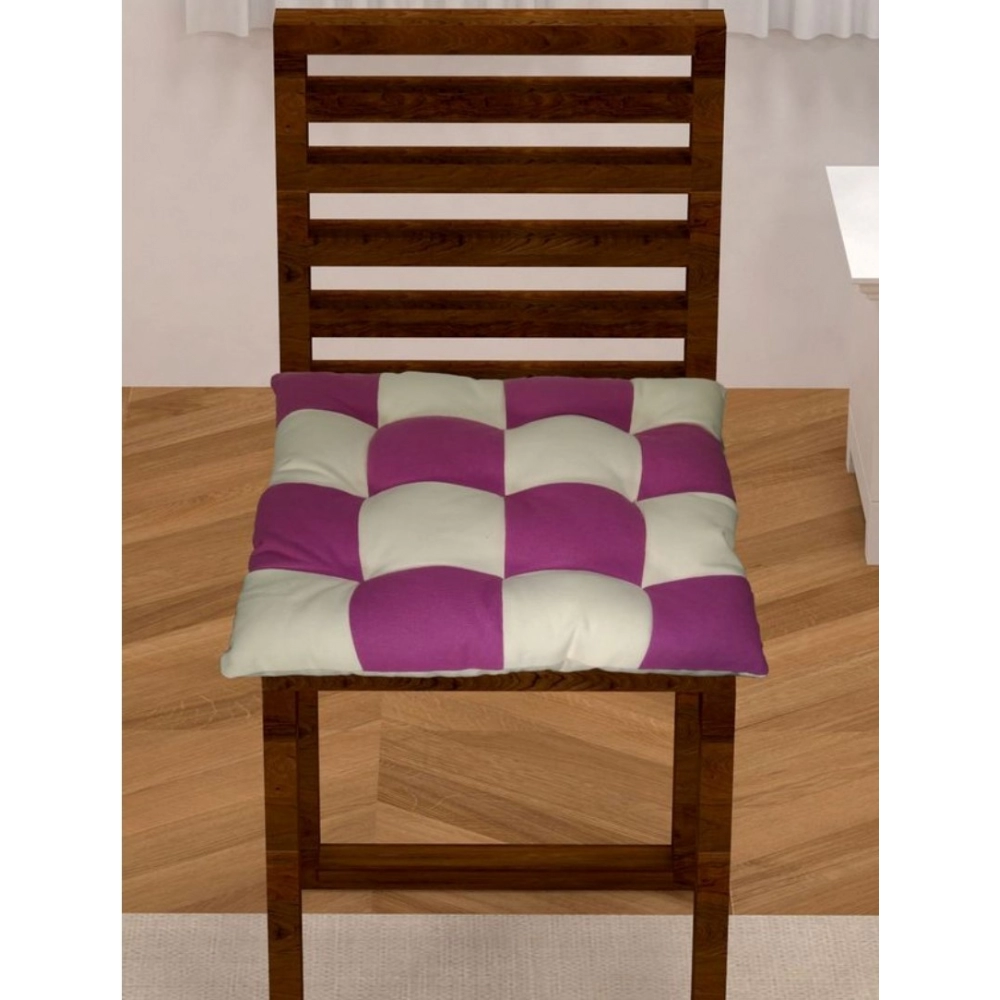 Generic Cotton Blended Solid Chair Cushions (Purple & White, Size: 16x16 In)