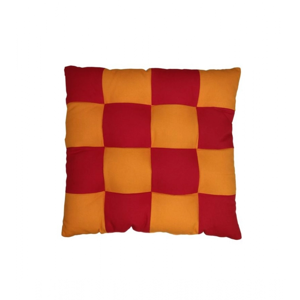 Generic Cotton Blended Solid Chair Cushions (Red & Yellow, Size: 16x16 In) - Image 4