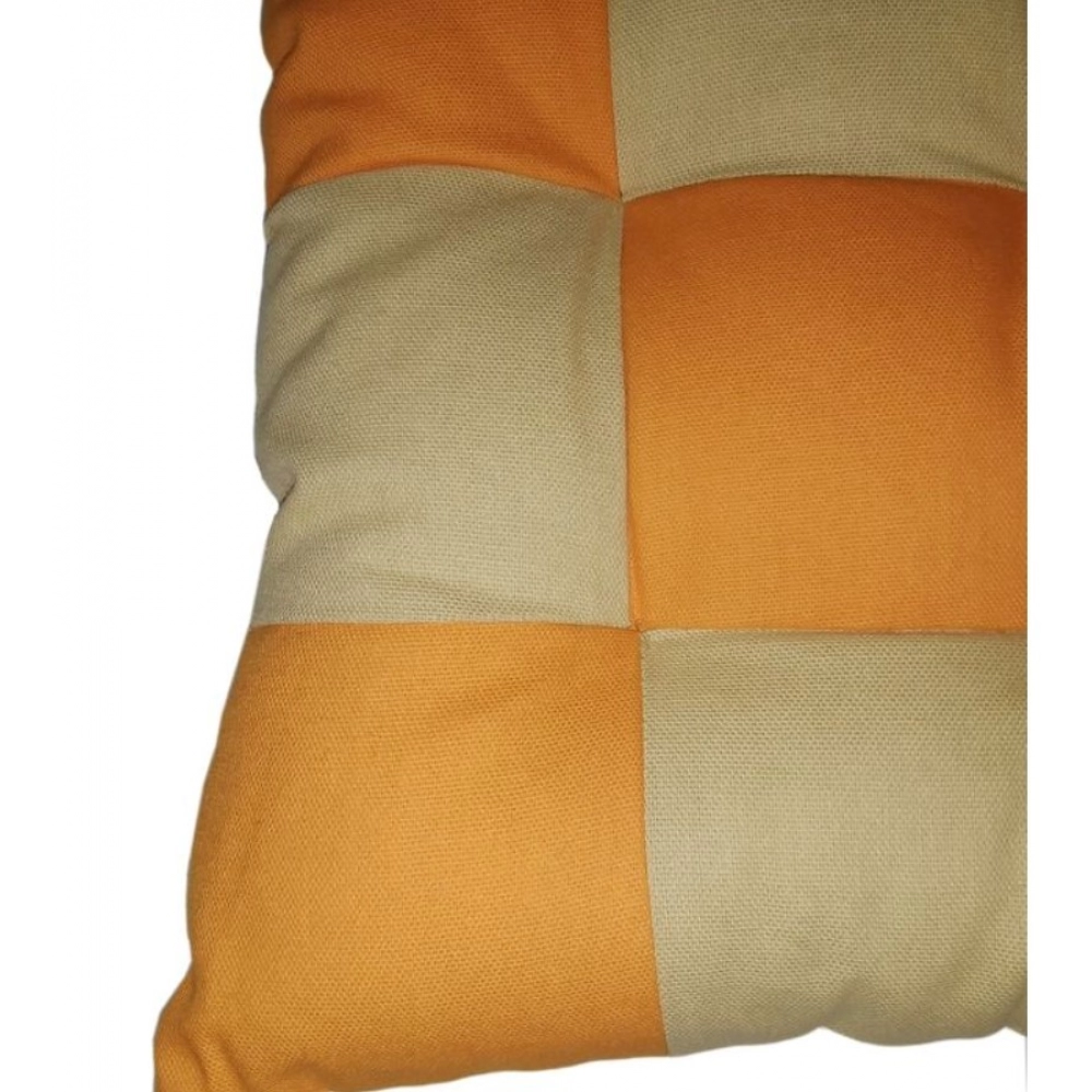 Generic Cotton Blended Solid Chair Cushions (Mustard & Beige, Size: 16x16 In) - Image 2