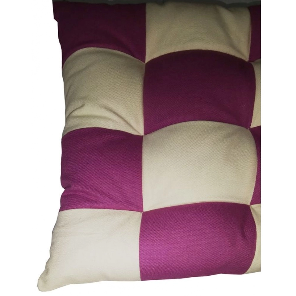 Generic Cotton Blended Solid Chair Cushions (Purple & White, Size: 16x16 In) - Image 2