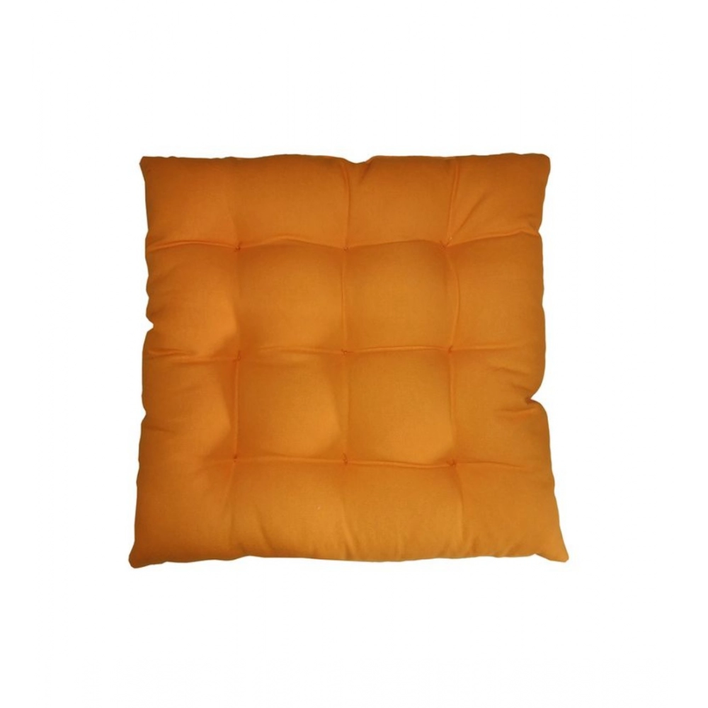 Generic Cotton Blended Solid Chair Cushions (Red & Yellow, Size: 16x16 In) - Image 3