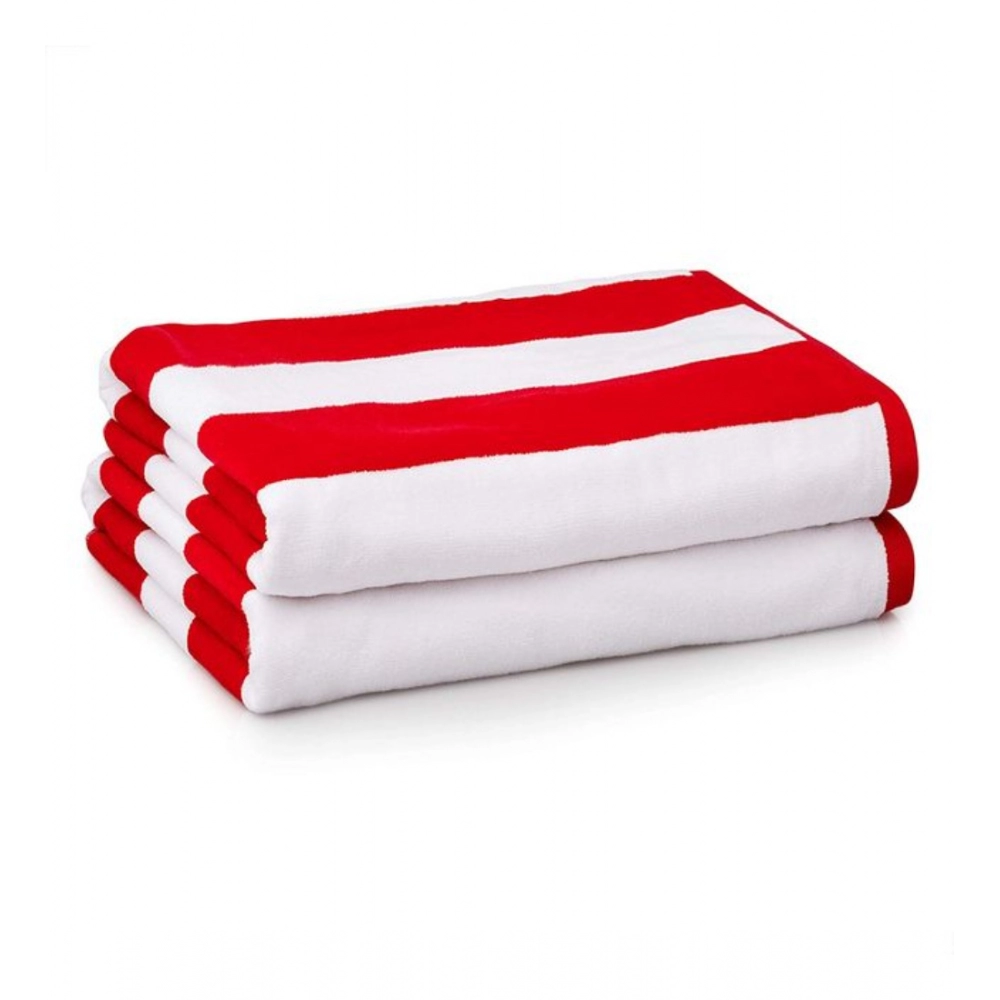 Generic Cotton Striped Bath Towels (Red & White, Size: 36x71 In)