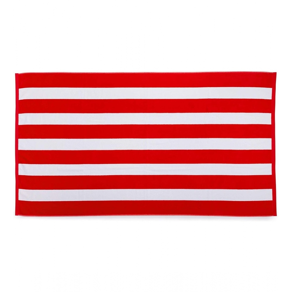 Generic Cotton Striped Bath Towels (Red & White, Size: 36x71 In) - Image 3