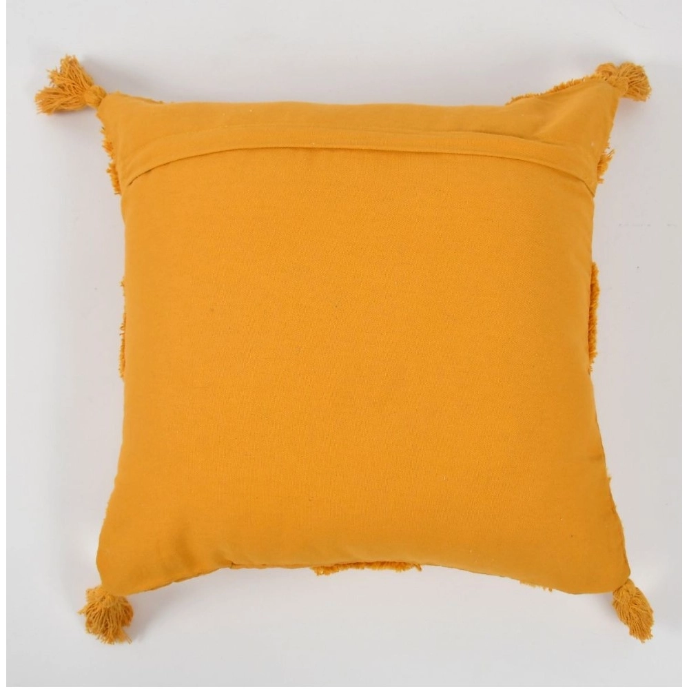 Generic Cotton Tufted Cushion Pillow Cover 16x16 Inch Pack of 2 (Yellow) - Image 2