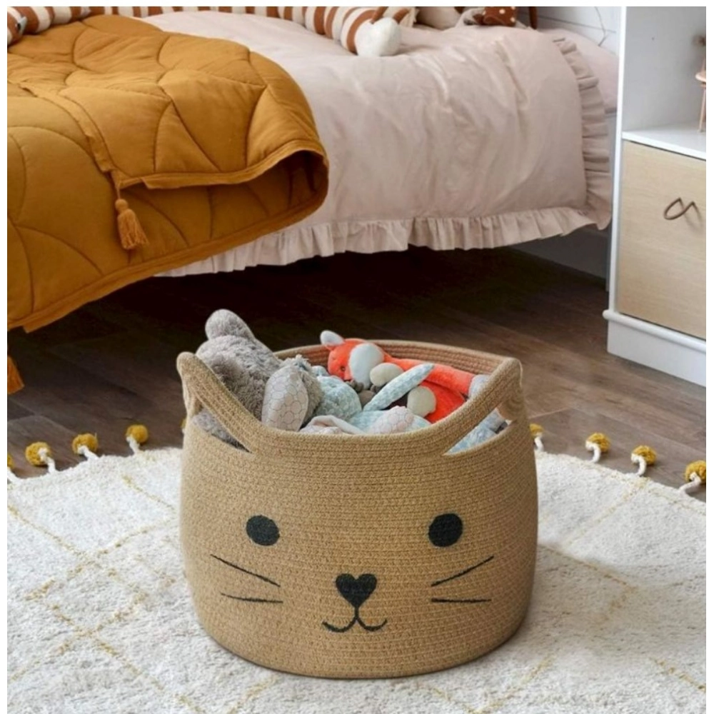 Generic Cotton Large Storage Cat Basket 15x11 Inch Pack of 1 (Beige) - Image 2