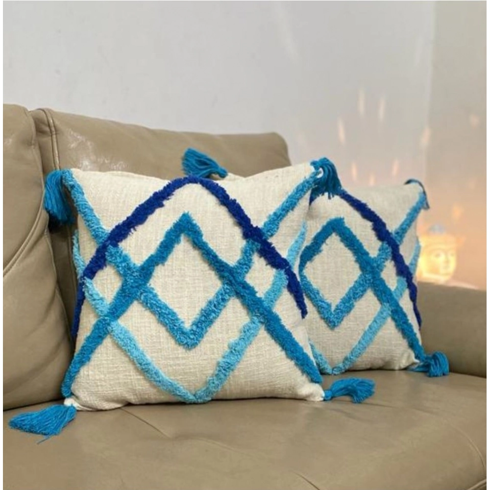 Generic Cotton Tufted Cushion Pillow Cover 16x16 Inch Pack of 2 (Slug Double) - Image 4