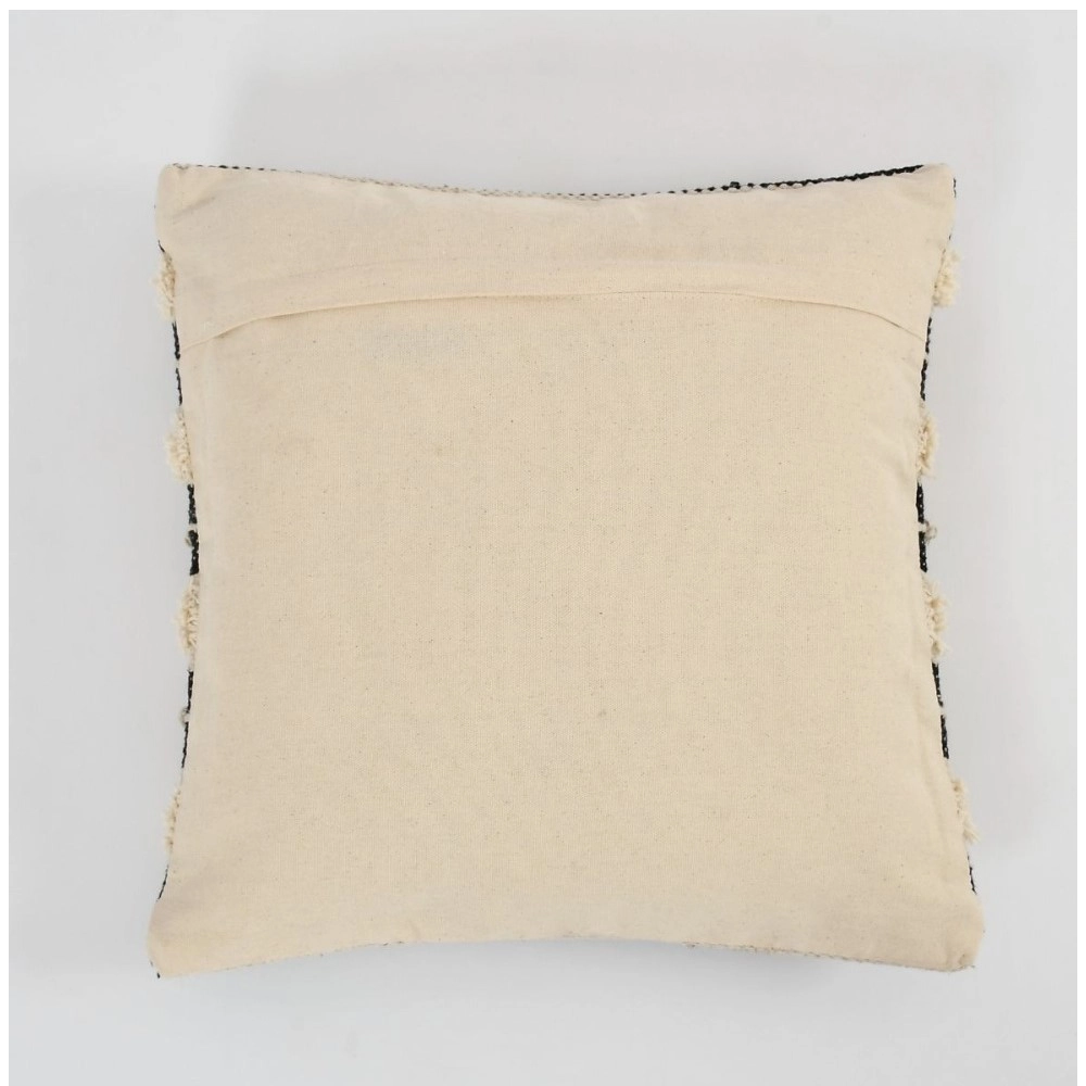 Generic Cotton Striped Handcrafted Pit Loom Cushion Cover 16x16 Inch Pack of 2 (Black Cream) - Image 3