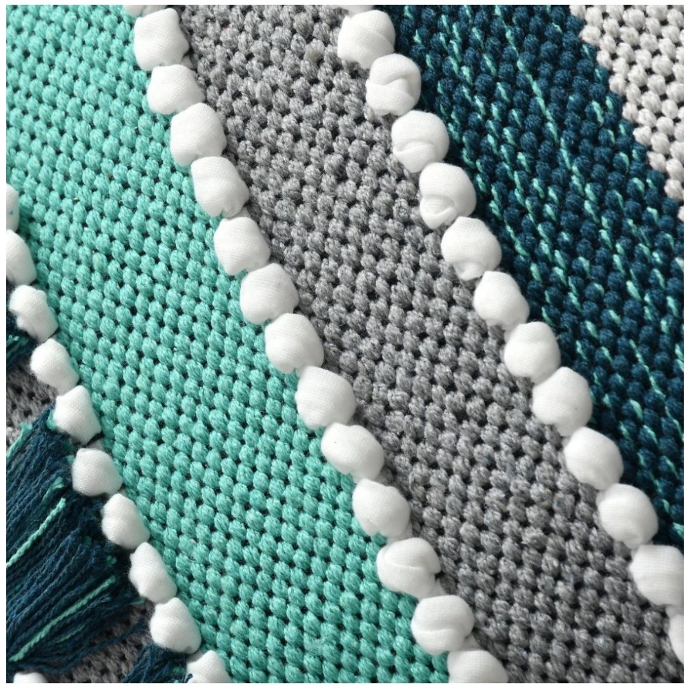 Generic Cotton Handcrafted Pit Loom Cushion Cover 16x16 Inch Pack of 2 (Green) - Image 3