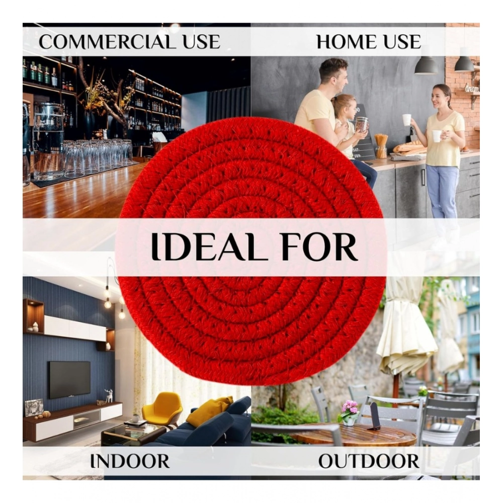 Generic Cotton Rope Drink Coasters 4 Pcs Set (Red) - Image 4