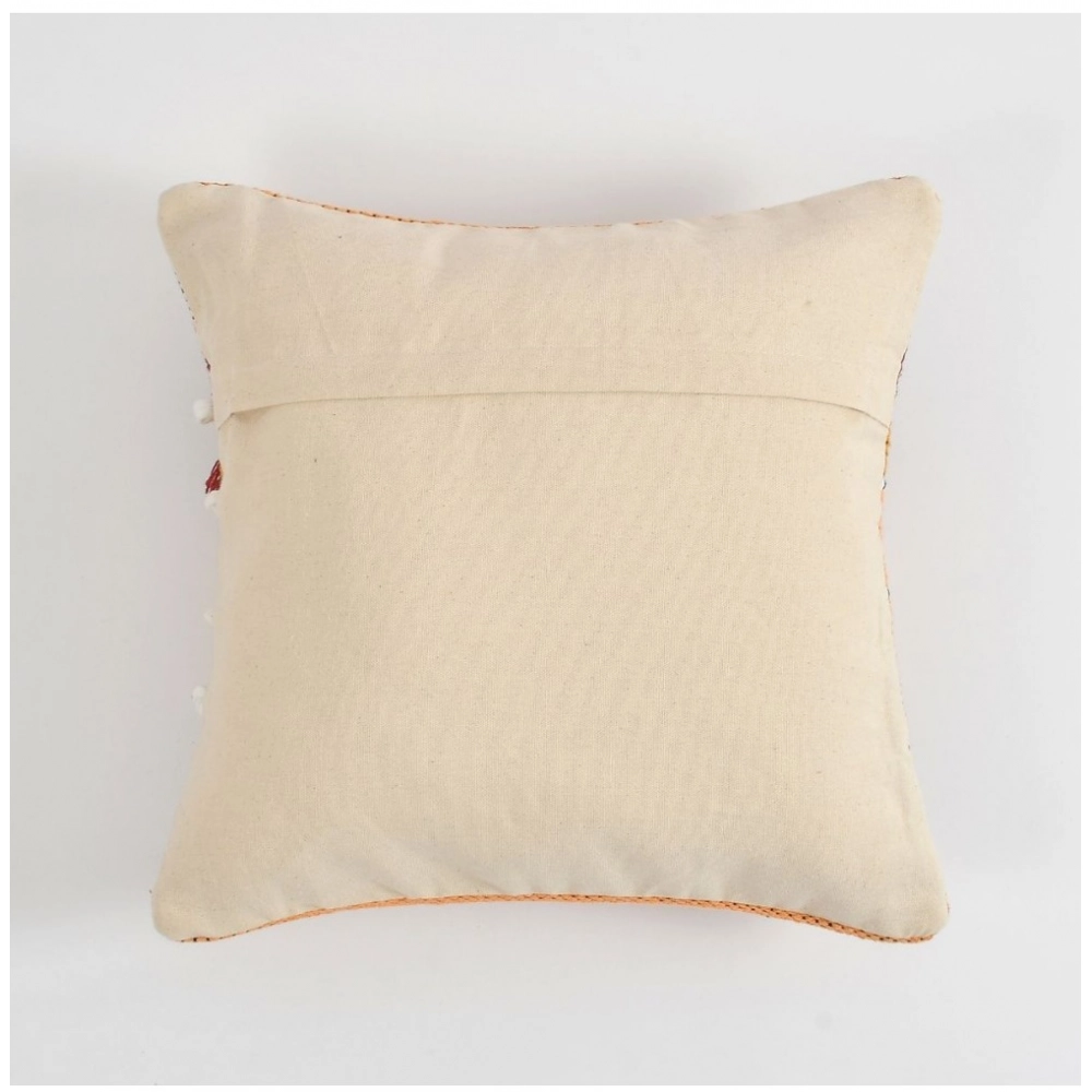 Generic Cotton Handcrafted Pit Loom Cushion Cover 16x16 Inch Pack of 2 (Orange) - Image 2